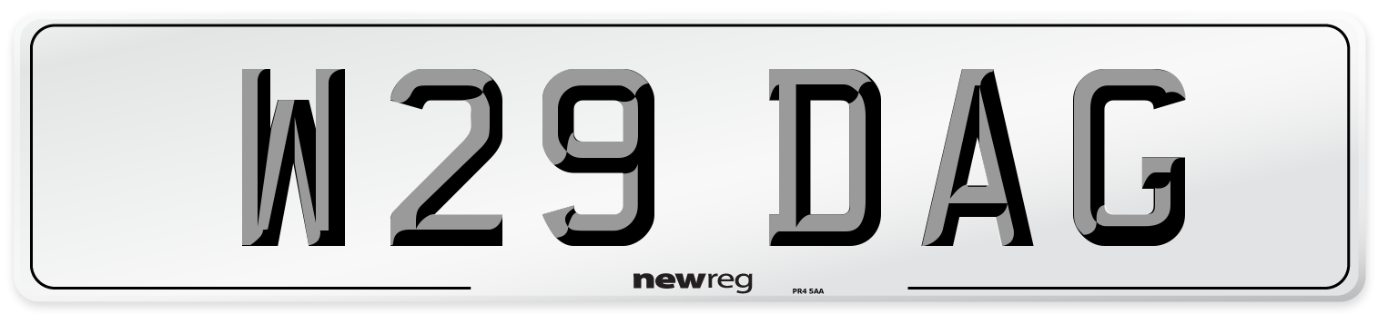 W29 DAG Number Plate from New Reg